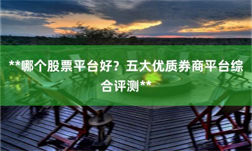 **哪个股票平台好?五大优质券商平台综合评测**